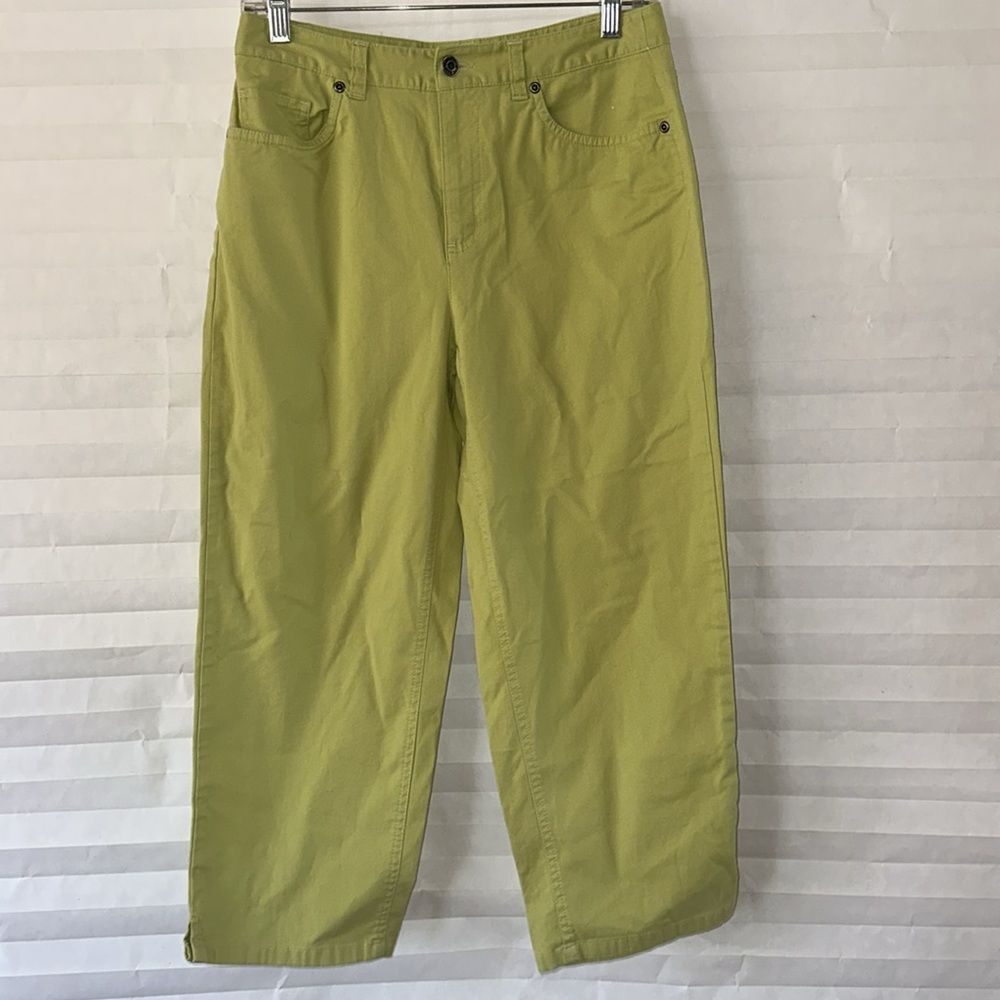 Talbots Women's Stretch Capri Pants Lime Green Size 6 Mid Rise Cropped Trousers